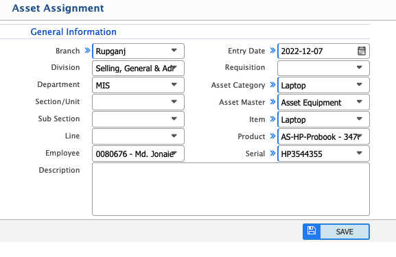 New Asset Assignment
